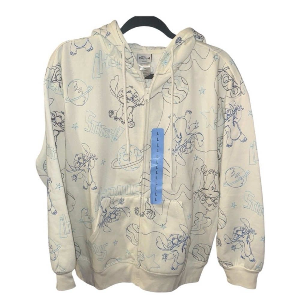 Disney Cream Jacket with Blue Stitch Embroidered  Design